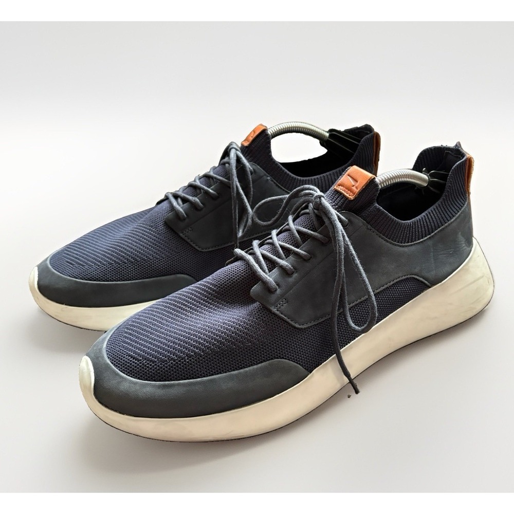 Wolf & Shepherd Toro Swiftknit Derby Casual Shoes Navy Blue Lace Up Leather Mesh